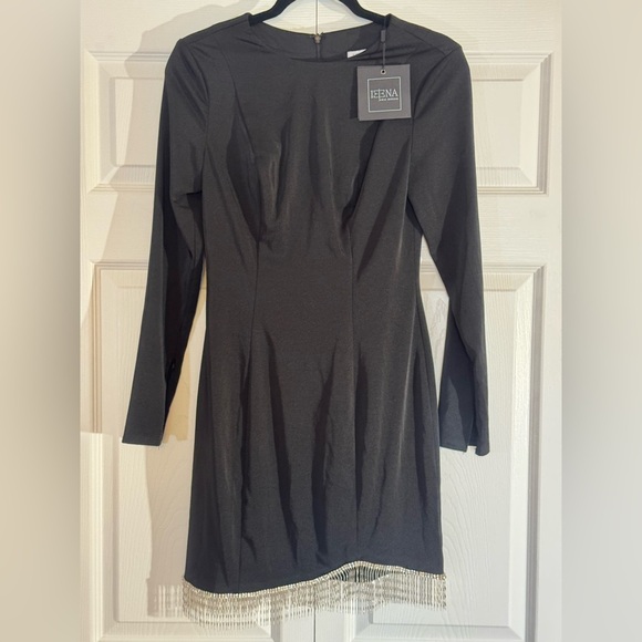 Ieena by Mac Duggal  Style 26679 Long Sleeve Dress with Fringe Size 2 NWT - Picture 2 of 5